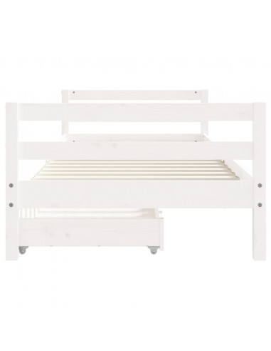 Giroletto Bambini con Cassetti Bianco 80x200cm Massello di Pino