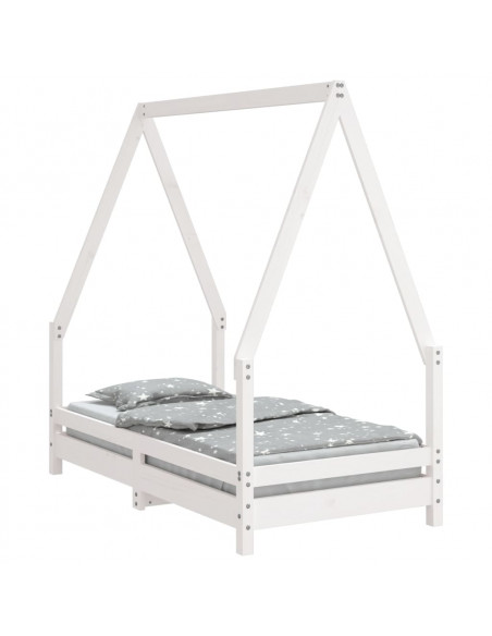 Giroletto per Bambini Bianco 70x140cm in Legno Massello di Pino