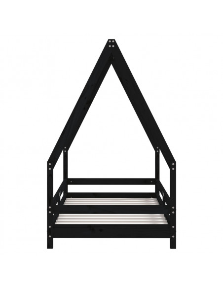 Giroletto per Bambini Nero 80x160 cm in Legno Massello di Pino