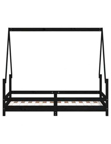 Giroletto per Bambini Nero 80x160 cm in Legno Massello di Pino