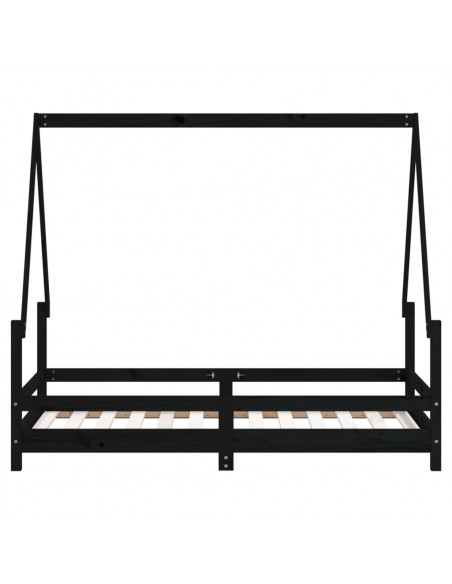 Giroletto per Bambini Nero 80x160 cm in Legno Massello di Pino
