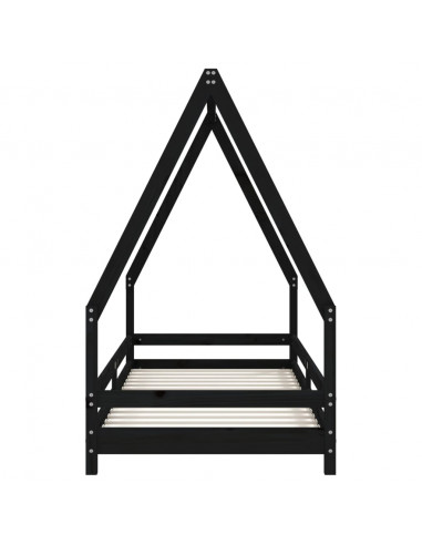 Giroletto per Bambini Nero 80x200 cm in Legno Massello di Pino