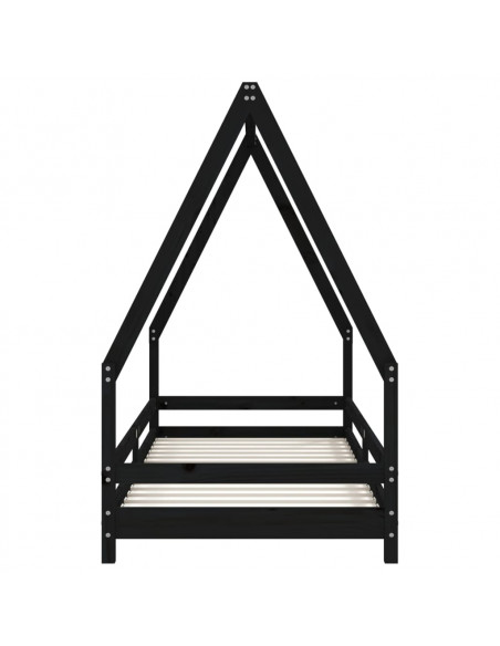 Giroletto per Bambini Nero 80x200 cm in Legno Massello di Pino