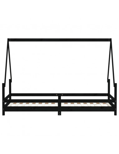 Giroletto per Bambini Nero 80x200 cm in Legno Massello di Pino