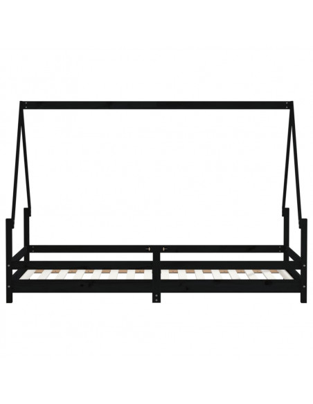 Giroletto per Bambini Nero 80x200 cm in Legno Massello di Pino