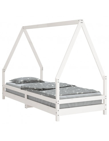 Giroletto per Bambini Bianco 90x200cm in Legno Massello di Pino