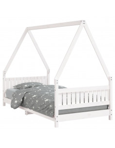 Giroletto per Bambini Bianco 90x190cm in Legno Massello di Pino 2