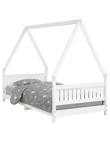 Giroletto per Bambini Bianco 90x190cm in Legno Massello di Pino