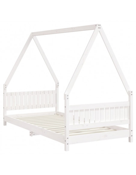 Giroletto per Bambini Bianco 90x190cm in Legno Massello di Pino