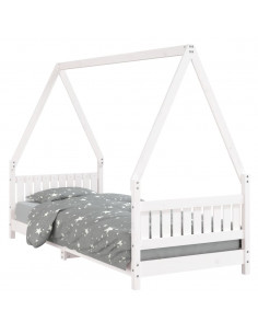 Giroletto per Bambini Bianco 80x200cm in Legno Massello di Pino 2