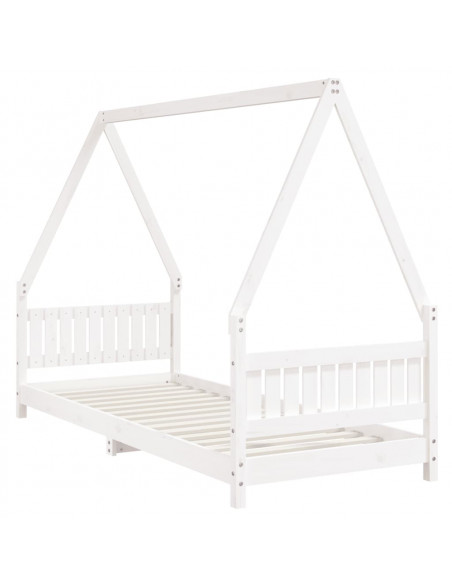 Giroletto per Bambini Bianco 80x200cm in Legno Massello di Pino