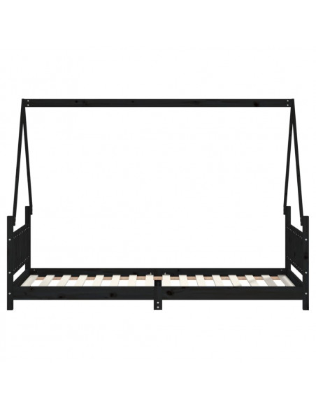 Giroletto per Bambini Nero 80x200 cm in Legno Massello di Pino