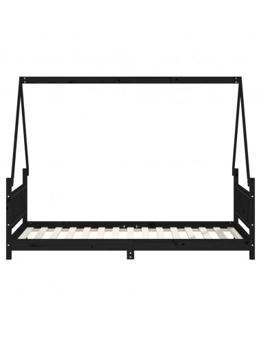 Giroletto per Bambini Nero 90x190 cm in Legno Massello di Pino