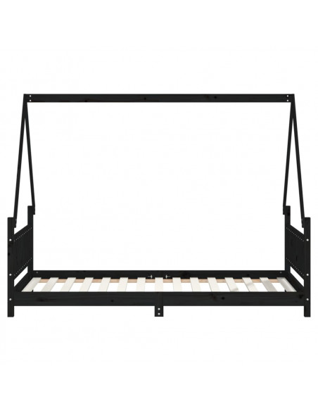 Giroletto per Bambini Nero 90x190 cm in Legno Massello di Pino