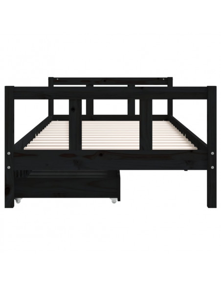 Giroletto Bambini con Cassetti Nero 90x200cm Massello di Pino