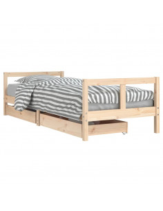 Giroletto Bambini con Cassetti 80x200 cm Legno Massello di Pino 2