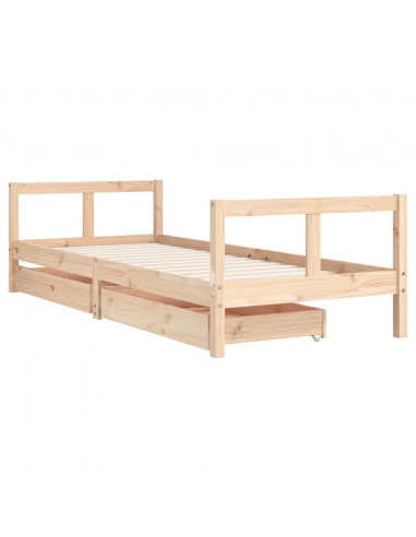 Giroletto Bambini con Cassetti 80x200 cm Legno Massello di Pino