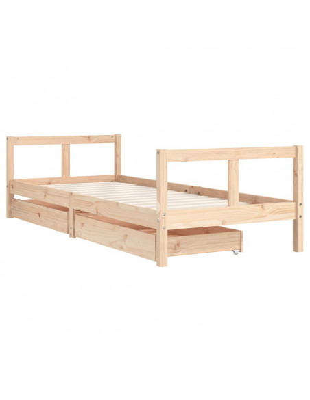 Giroletto Bambini con Cassetti 80x200 cm Legno Massello di Pino