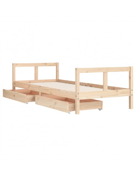 Giroletto Bambini con Cassetti 80x200 cm Legno Massello di Pino