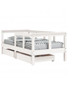 Giroletto Bambini con Cassetti Bianco 70x140cm Massello di Pino 2