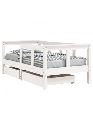 Giroletto Bambini con Cassetti Bianco 70x140cm Massello di Pino
