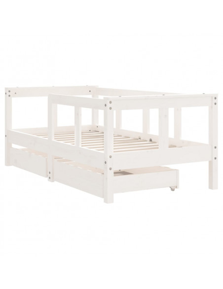 Giroletto Bambini con Cassetti Bianco 70x140cm Massello di Pino