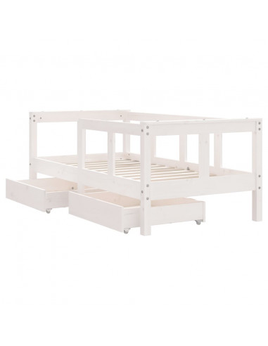 Giroletto Bambini con Cassetti Bianco 70x140cm Massello di Pino