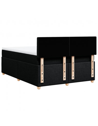 Giroletto a Molle con Materasso Nero 140x200 cm in Tessuto