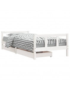 Giroletto Bambini con Cassetti Bianco 90x200cm Massello di Pino 2