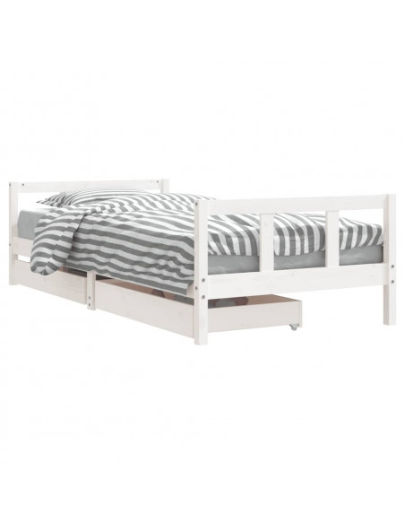 Giroletto Bambini con Cassetti Bianco 90x200cm Massello di Pino
