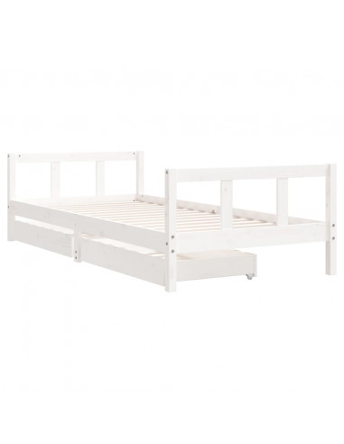Giroletto Bambini con Cassetti Bianco 90x200cm Massello di Pino