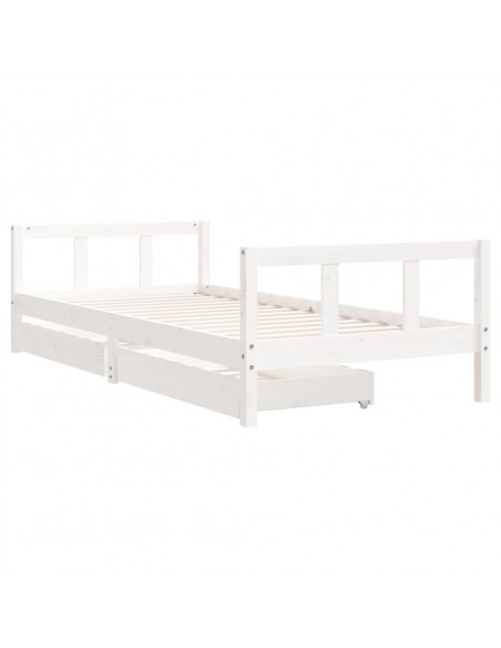 Giroletto Bambini con Cassetti Bianco 90x200cm Massello di Pino