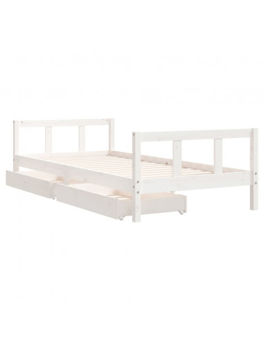 Giroletto Bambini con Cassetti Bianco 90x200cm Massello di Pino