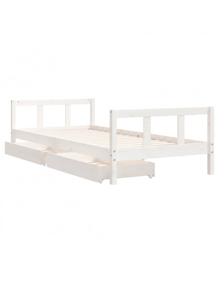Giroletto Bambini con Cassetti Bianco 90x200cm Massello di Pino