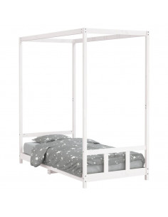 Giroletto per Bambini Bianco 90x190cm in Legno Massello di Pino 2