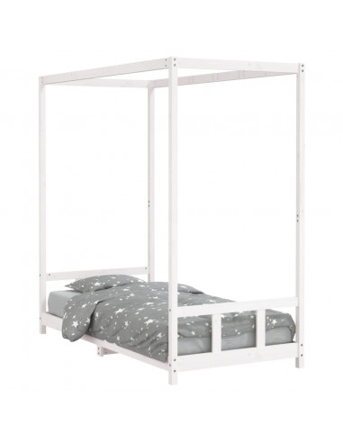 Giroletto per Bambini Bianco 90x190cm in Legno Massello di Pino