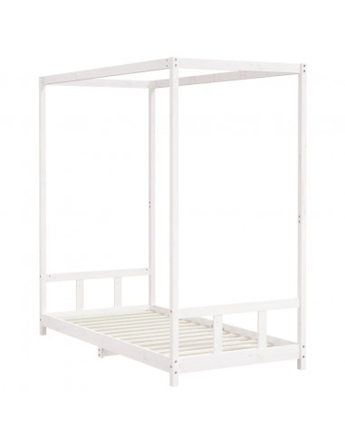 Giroletto per Bambini Bianco 90x190cm in Legno Massello di Pino