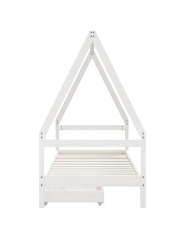 Giroletto Bambini con Cassetti Bianco 80x200cm Massello di Pino