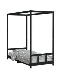 Giroletto per Bambini Nero 90x190 cm in Legno Massello di Pino 2