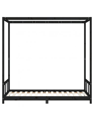 Giroletto per Bambini Nero 90x190 cm in Legno Massello di Pino