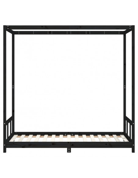 Giroletto per Bambini Nero 90x190 cm in Legno Massello di Pino