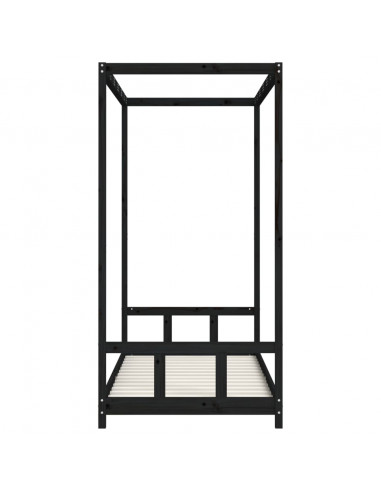 Giroletto per Bambini Nero 90x190 cm in Legno Massello di Pino