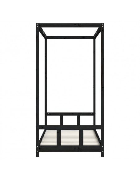 Giroletto per Bambini Nero 90x190 cm in Legno Massello di Pino