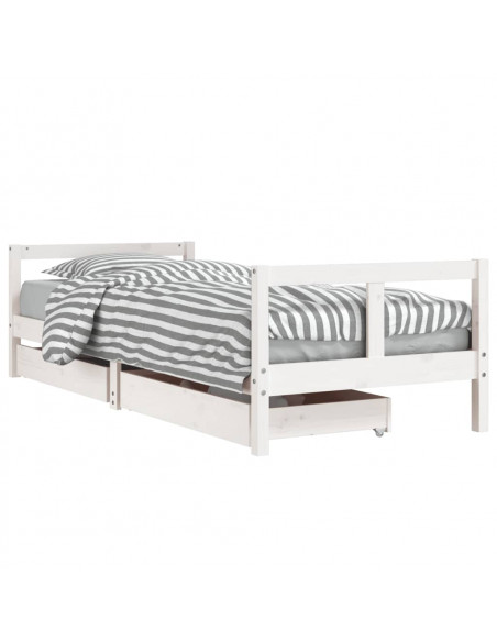 Giroletto Bambini con Cassetti Bianco 80x200cm Massello di Pino