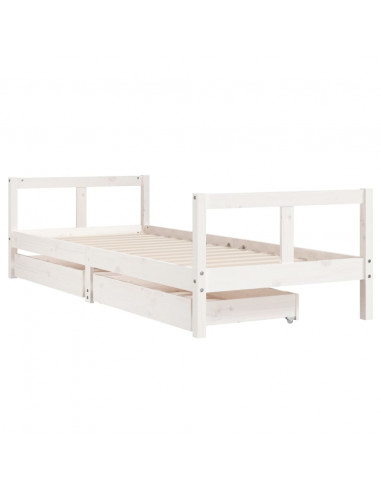 Giroletto Bambini con Cassetti Bianco 80x200cm Massello di Pino
