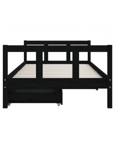 Giroletto per Bambini con Cassetti Nero 90x190 cm Massello Pino