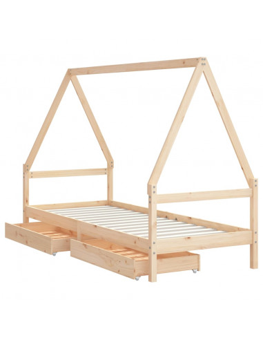 Giroletto Bambini con Cassetti 80x200 cm Legno Massello di Pino