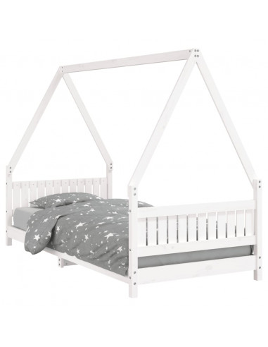 Giroletto per Bambini Bianco 90x200cm in Legno Massello di Pino