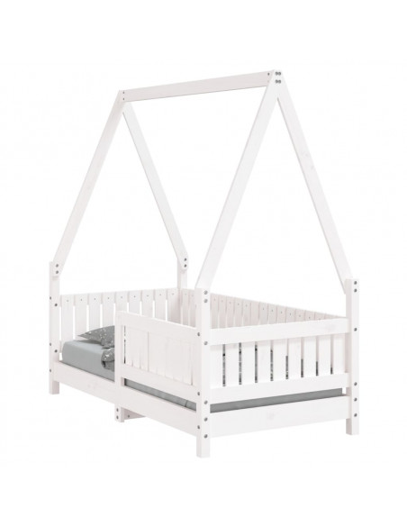 Giroletto per Bambini Bianco 70x140cm in Legno Massello di Pino