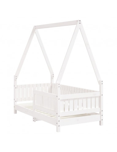 Giroletto per Bambini Bianco 70x140cm in Legno Massello di Pino